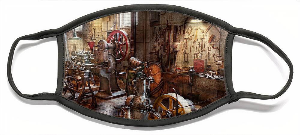 Machinist Face Mask featuring the photograph Machinist - A room full of memories by Mike Savad