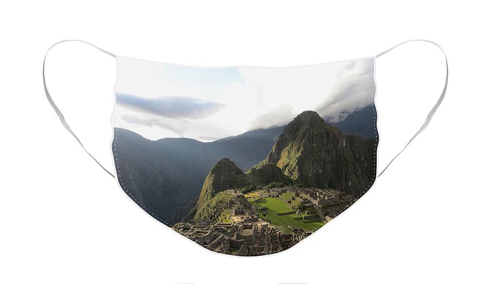 Machu Picchu Face Mask featuring the photograph Machu Picchu by Margaret Welsh Willowsilk