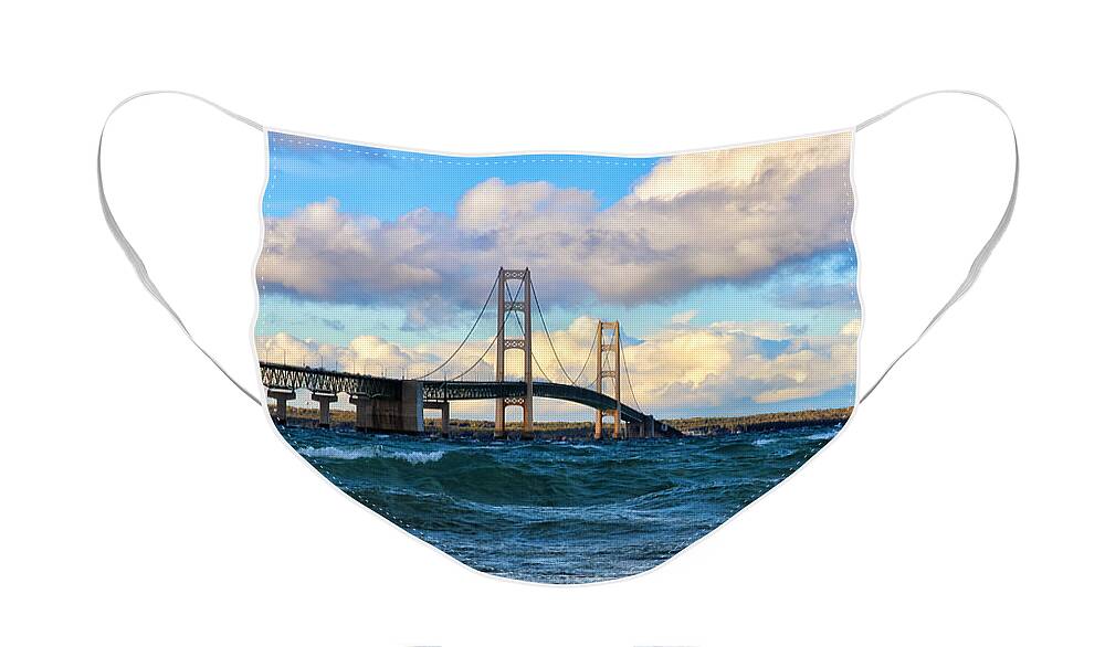Mackinac Face Mask featuring the photograph Mackinac Among the Waves by Rachel Cohen