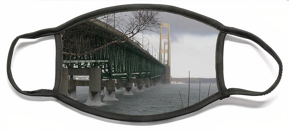 Winter Face Mask featuring the photograph Mackinac Bridge at Christmas by Keith Stokes