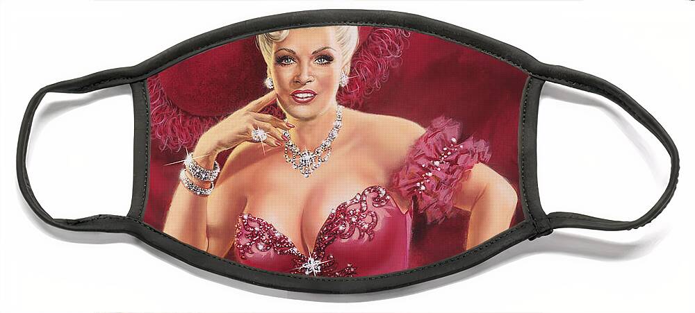  Portrait Face Mask featuring the painting Mae West by Dick Bobnick
