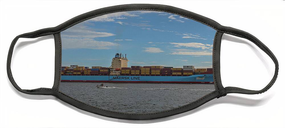 Ship Face Mask featuring the photograph Ocean Going Freighter by Dale Powell