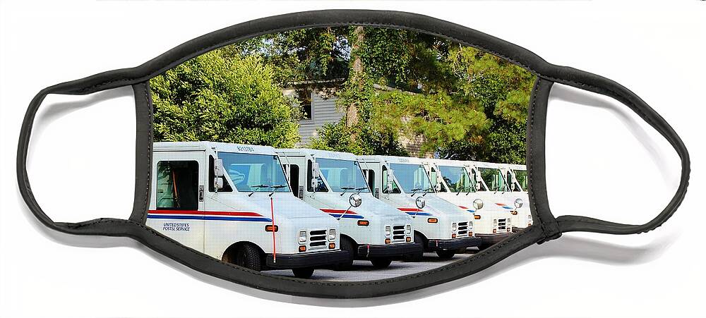 United States Face Mask featuring the photograph Mail Trucks by Cynthia Guinn