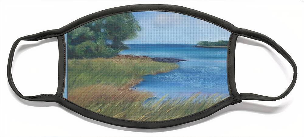 Maine Face Mask featuring the pastel Maine Blues by Carol Corliss