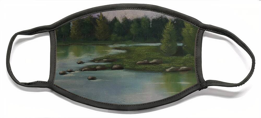 Maine Face Mask featuring the pastel Maine Reflections by Carol Corliss