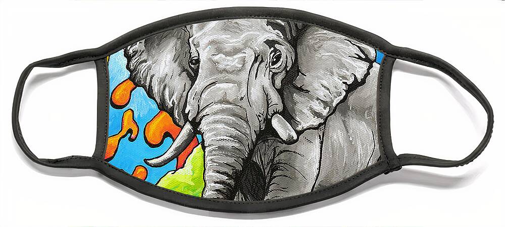 Ele Face Mask featuring the painting Majestic Elephant by Adam Johnson
