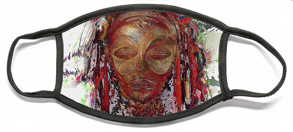 'treasures Of Africa' Collection By Serge Averbukh Face Mask featuring the digital art Makonde Mapiko - Lipiko Mask by Serge Averbukh