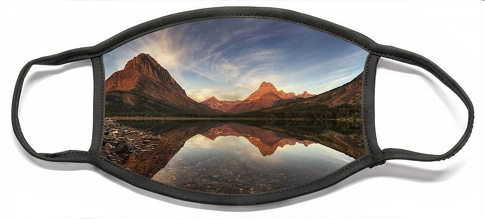 Sunrise Face Mask featuring the photograph Many Glacier Zen by Mark Kiver