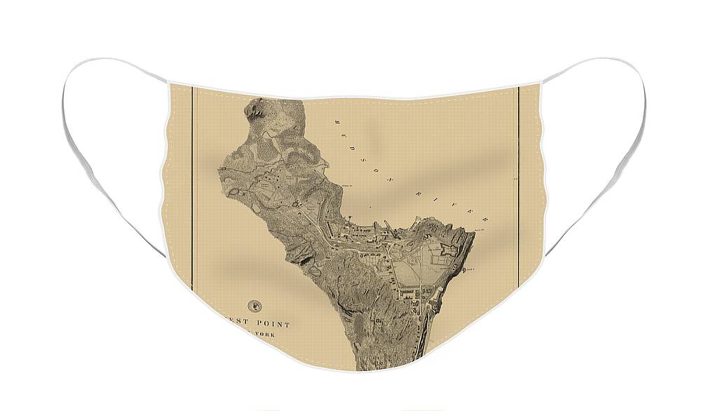 West Point Face Mask featuring the photograph Map of West Point 1883 by Andrew Fare