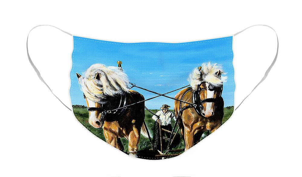 Horses Face Mask featuring the painting March Break by Ron Haist