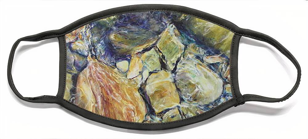 River Rocks Face Mask featuring the painting Margot's Lux by Madeleine Arnett