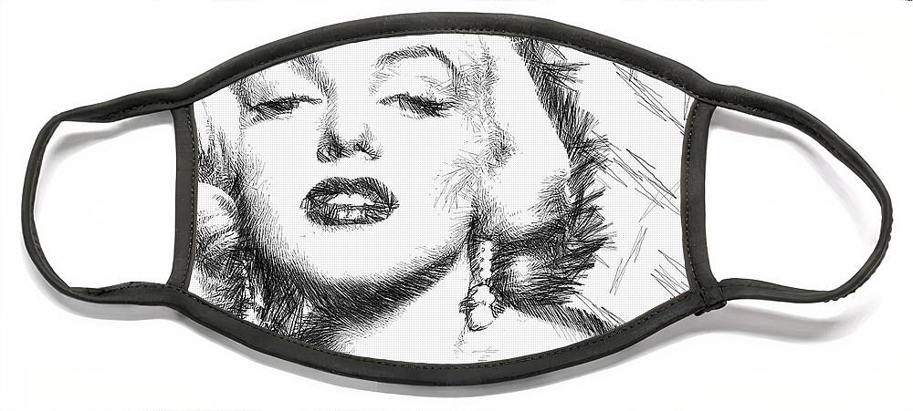 Marilyn Monroe Face Mask featuring the digital art Marilyn Monroe - The One and Only by Rafael Salazar