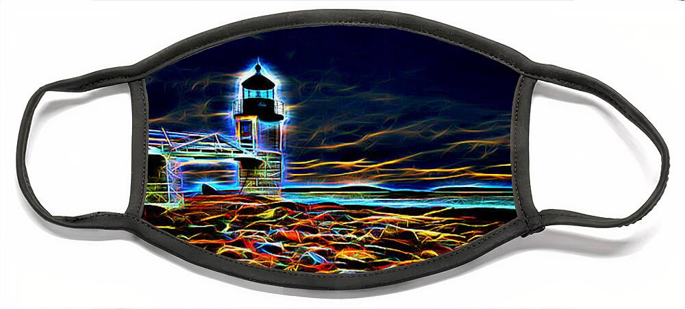 Vacationland Face Mask featuring the photograph Marshall Point Lighthouse Neon by David Smith