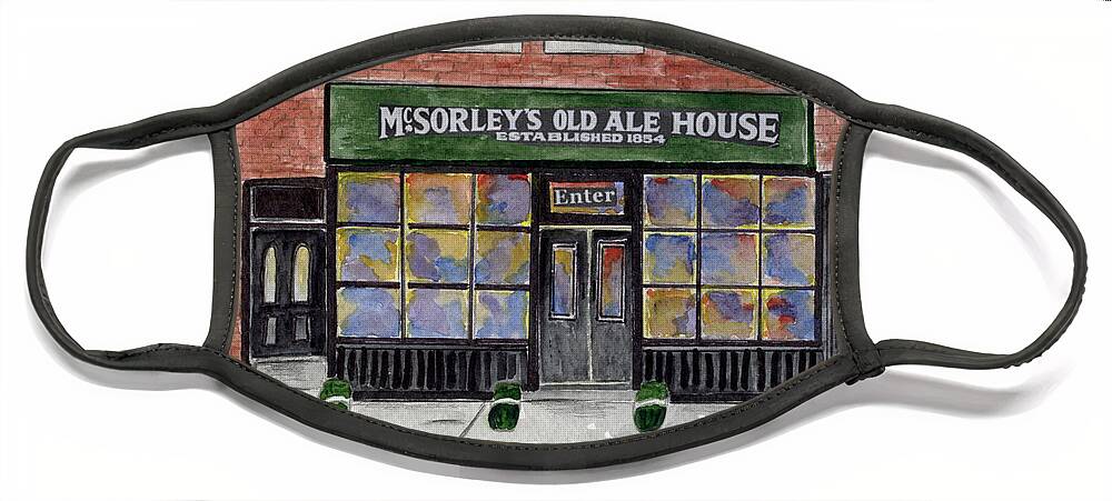 Greenwich Village Face Mask featuring the painting McSorley's Old Ale House by AFineLyne