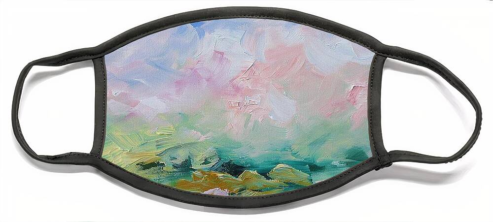 Art Face Mask featuring the painting Mellow Skies by Linda Monfort