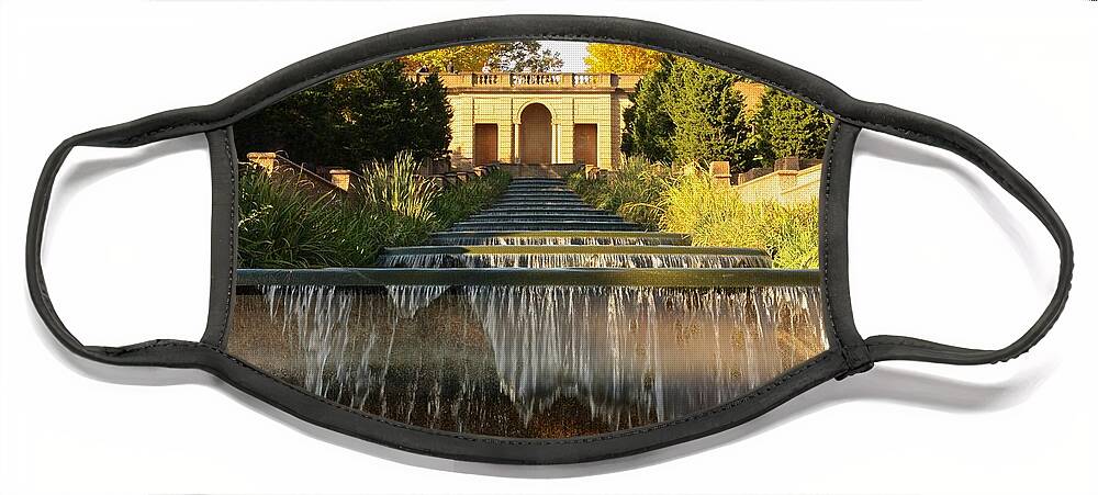 Meridian Face Mask featuring the photograph Meridian Hill Park Waterfall by Stuart Litoff