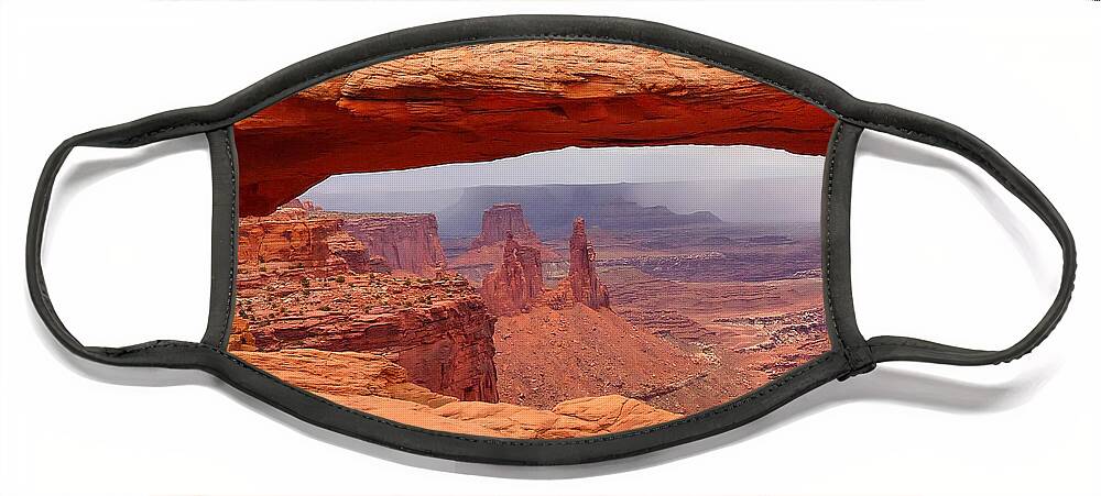 Mesa Arch Face Mask featuring the photograph Mesa Arch in Canyonlands National Park by Mitchell R Grosky