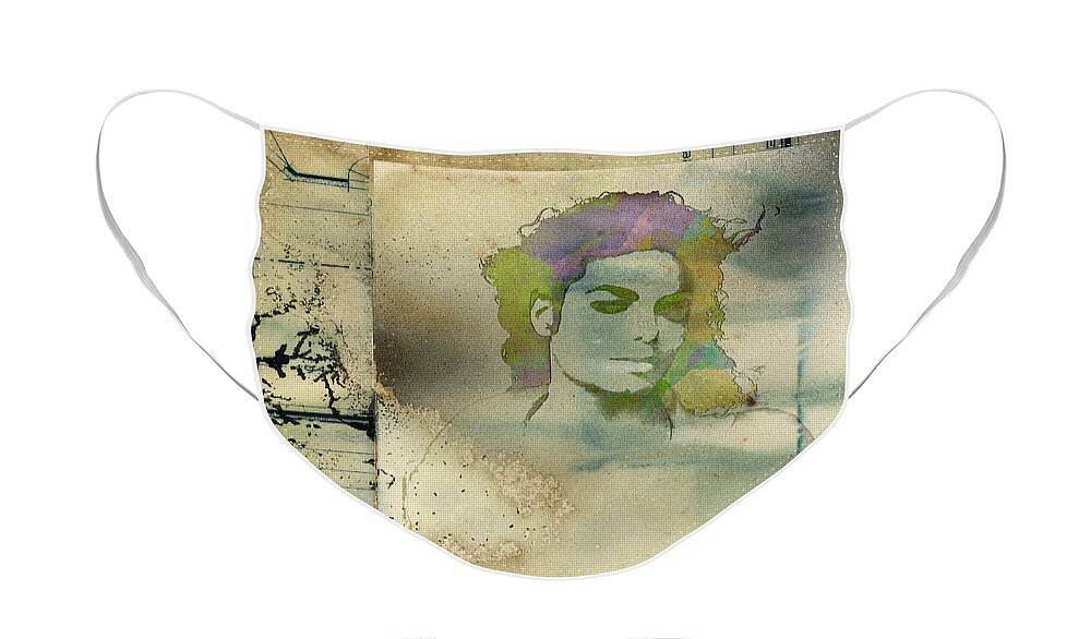 Feature Art Face Mask featuring the digital art Michael Jackson silhouette by Paulette B Wright