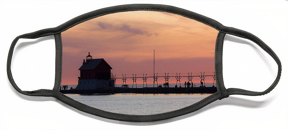 3scape Face Mask featuring the photograph Michigan Sunset by Adam Romanowicz