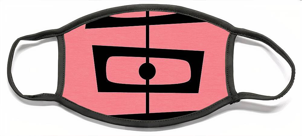 Pink Face Mask featuring the digital art Mid Century Shapes on Pink by Donna Mibus