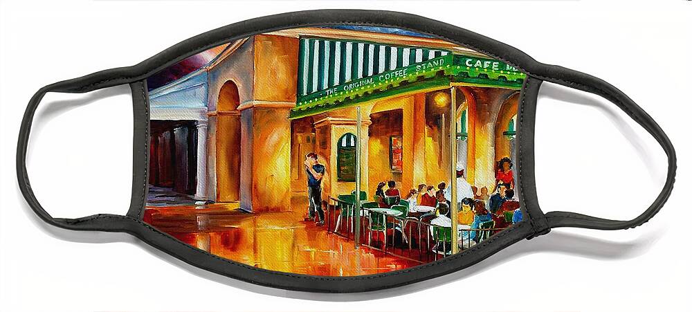 New Orleans Paintings Face Mask featuring the painting Midnight at the Cafe Du Monde by Diane Millsap