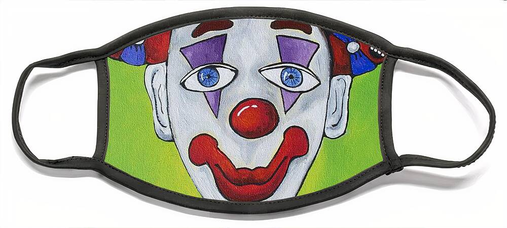 Circus Face Mask featuring the painting Miss.Curly Clown by Patricia Arroyo