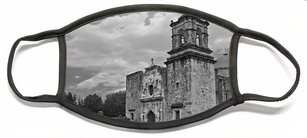 Mission San Jose Bw Face Mask featuring the photograph Mission San Jose BW by Jemmy Archer