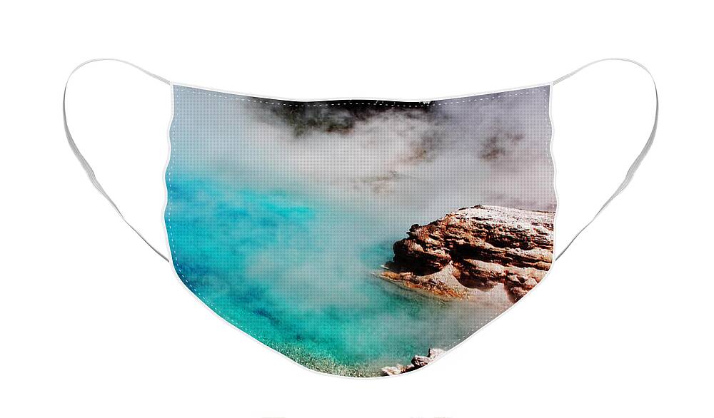 Yellowstone Face Mask featuring the photograph Mists of Another World by Lincoln Rogers