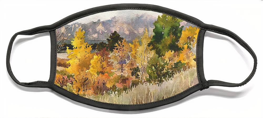 Cloud Painting Face Mask featuring the painting Misty Fall Day by Anne Gifford