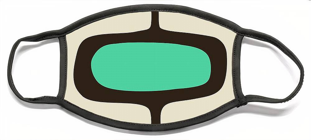 Mid Century Modern Face Mask featuring the digital art Mod Pod One Aqua with Brown by Donna Mibus