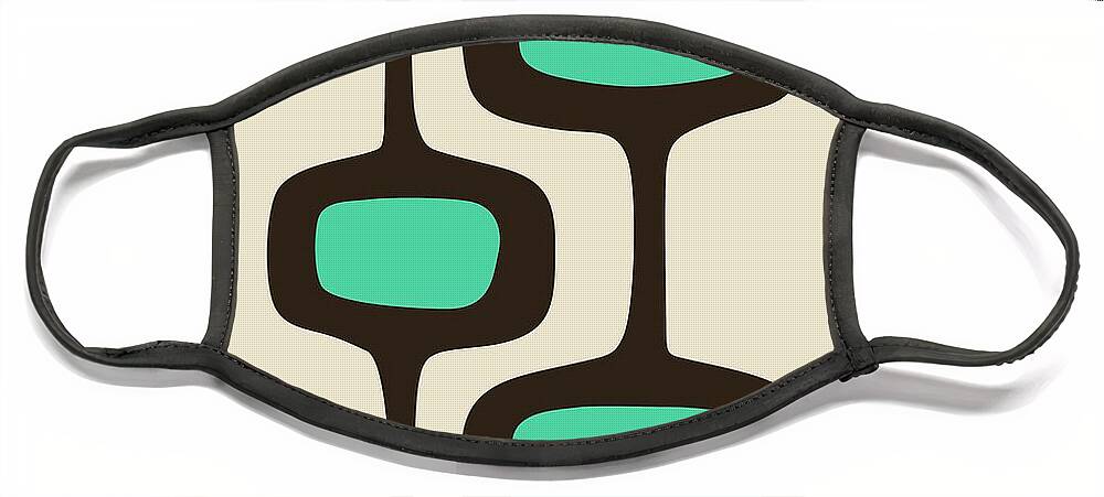 Mid Century Modern Face Mask featuring the digital art Mod Pod Two Aqua with Brown by Donna Mibus