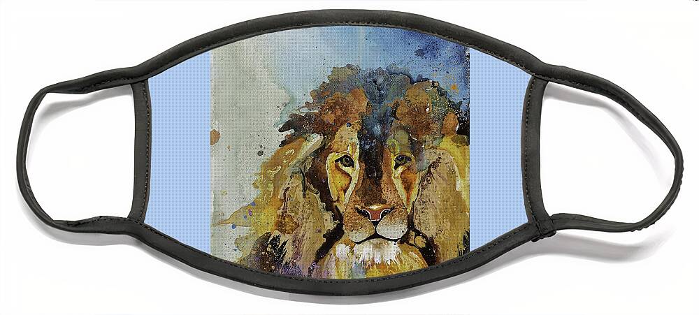Lion Face Mask featuring the painting Molly Mae by Kasha Ritter