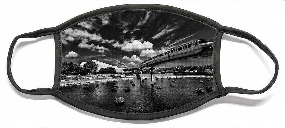 Disney World Face Mask featuring the photograph Monorail by Kevin Cable