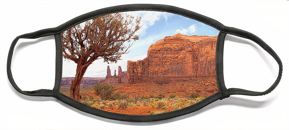 Red Rocks Face Mask featuring the photograph Monument to Time by Jim Garrison