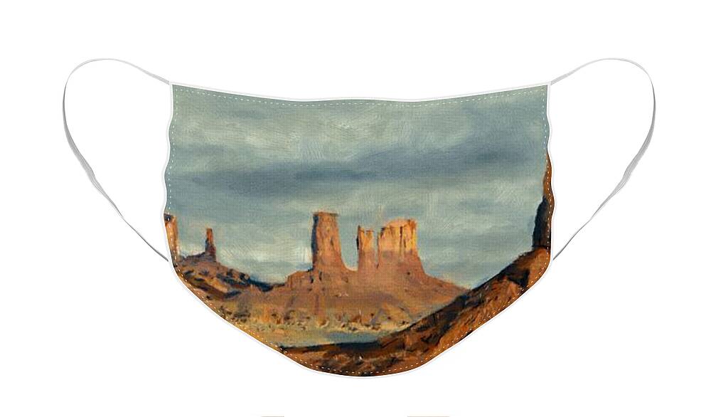 Utah Face Mask featuring the painting Monumental by Jeffrey Kolker