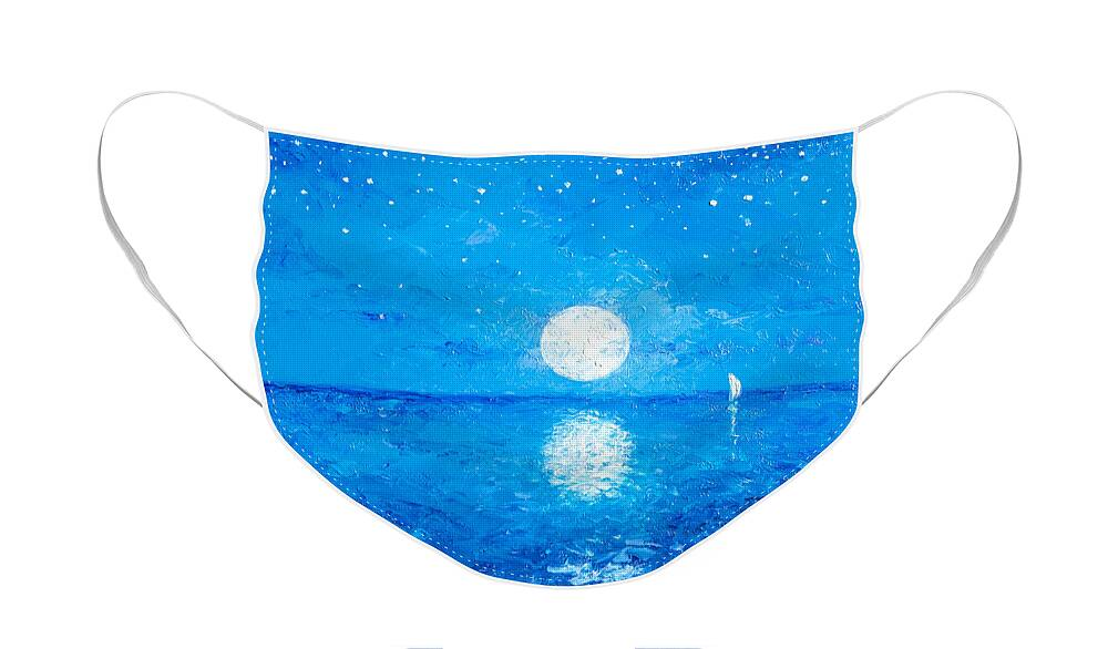 Moon Face Mask featuring the painting Moon and Stars by Jan Matson