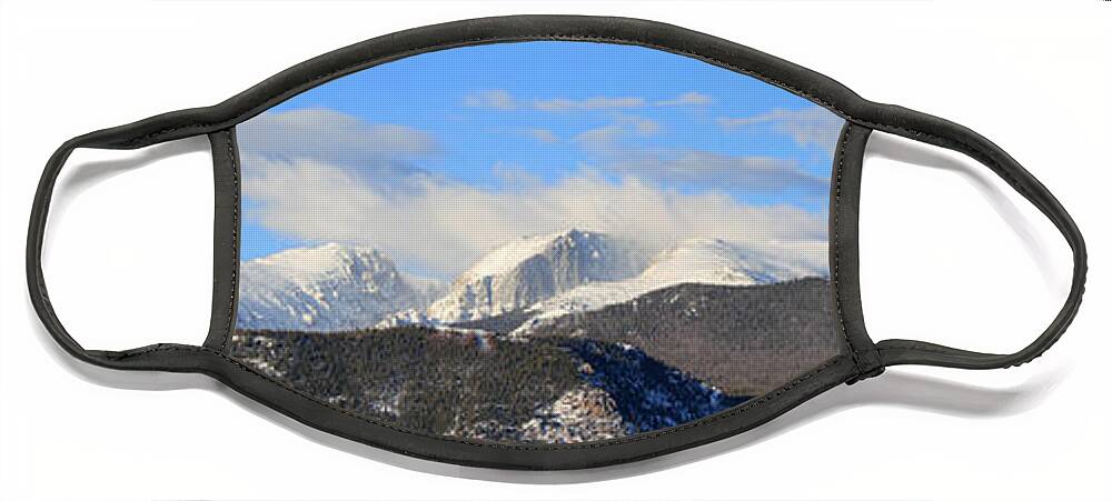 Panorama Face Mask featuring the photograph Moon Over The Rockies - Panorama by Shane Bechler