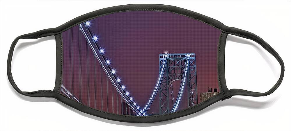 Full Moons Face Mask featuring the photograph Moon Rise over the George Washington Bridge by Susan Candelario