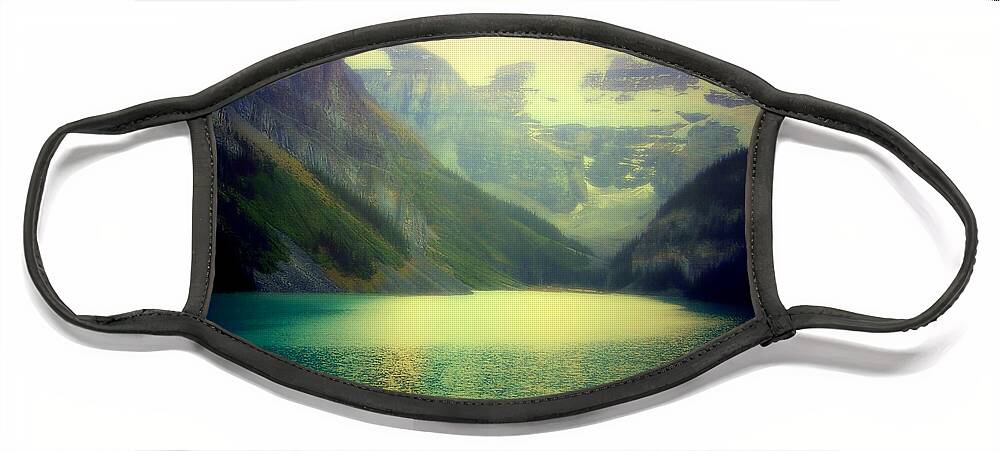 Lake Louise Face Mask featuring the photograph Moonlit Encounter by Karen Wiles