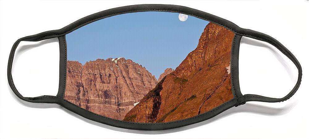 Glacier National Park Face Mask featuring the photograph Moonrise In Glacier National Park by Andrew J. Martinez