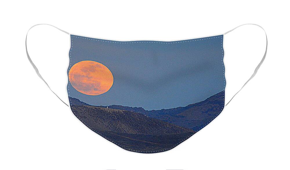 Moonrise Face Mask featuring the photograph Moonrise Over the Desert by AJ Schibig
