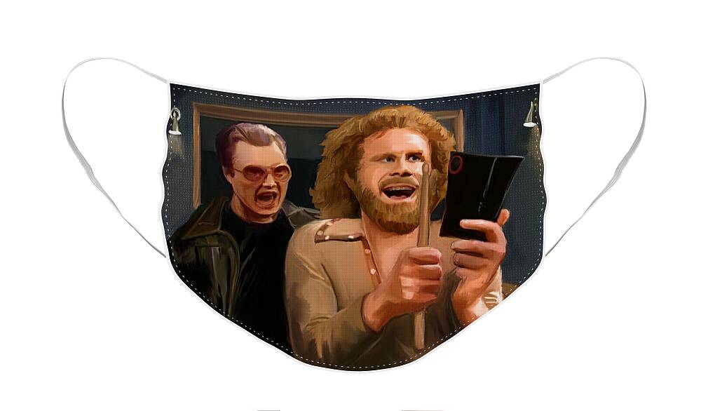 Will Farrell Face Mask featuring the painting More Cowbell by Brett Hardin