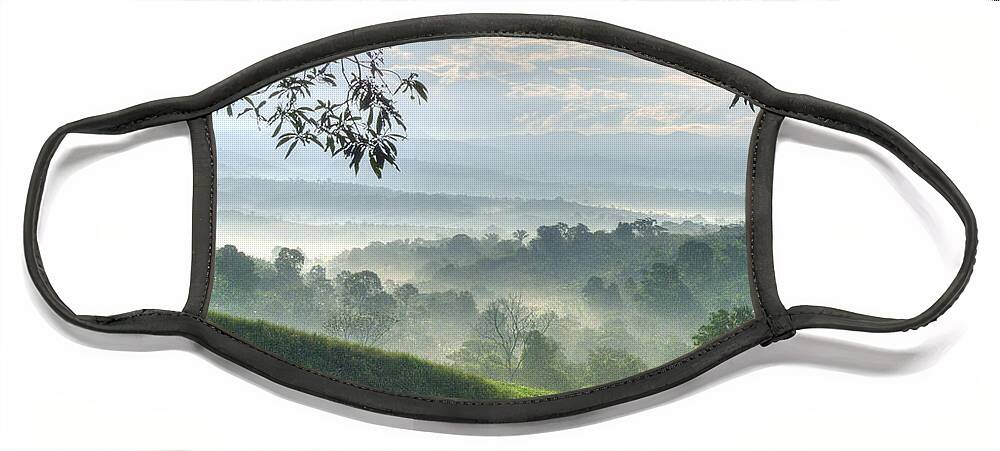 Landscape Face Mask featuring the photograph Morning Mist by Heiko Koehrer-Wagner