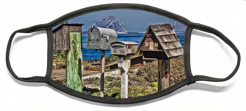 California Face Mask featuring the photograph Morro Mailboxes by Timothy Hacker