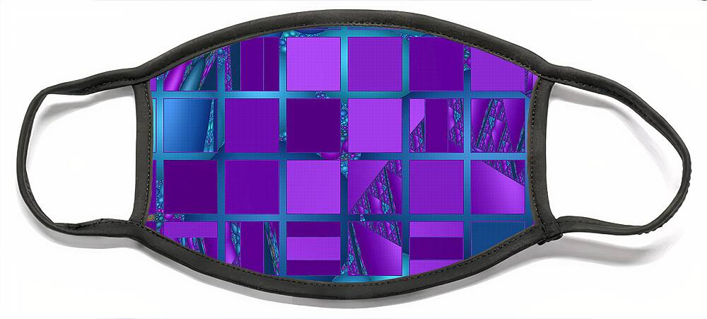 Mosaic Face Mask featuring the digital art Mosaic in Purple and Teal by Judi Suni Hall