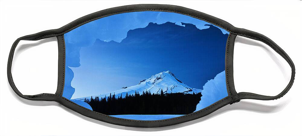  River Face Mask featuring the photograph Mount Hood Blues by Darren White