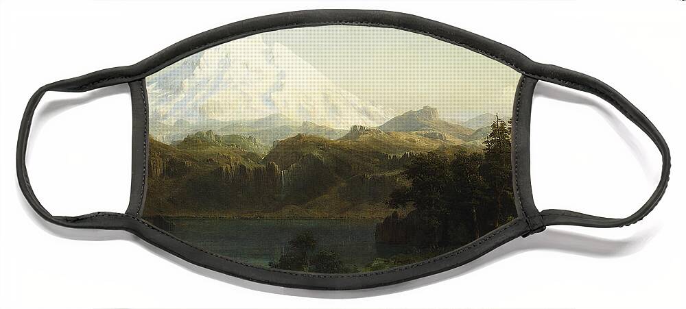 Mountain Face Mask featuring the painting Mount Hood in Oregon by Albert Bierstadt