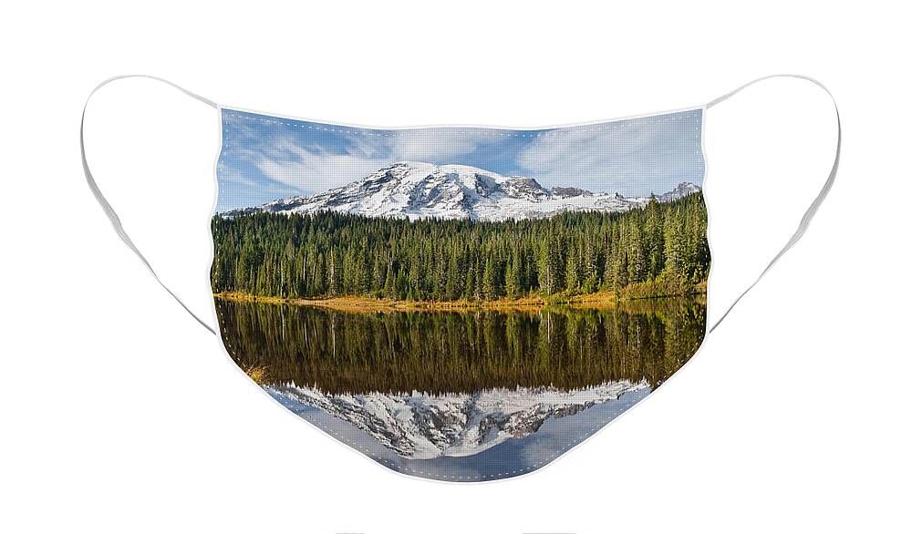 Autumn Face Mask featuring the photograph Mount Rainier and Reflection Lakes in the Fall by Jeff Goulden