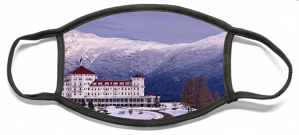 Hotel Face Mask featuring the photograph Mount Washington Hotel Winter Pano by Jeff Sinon