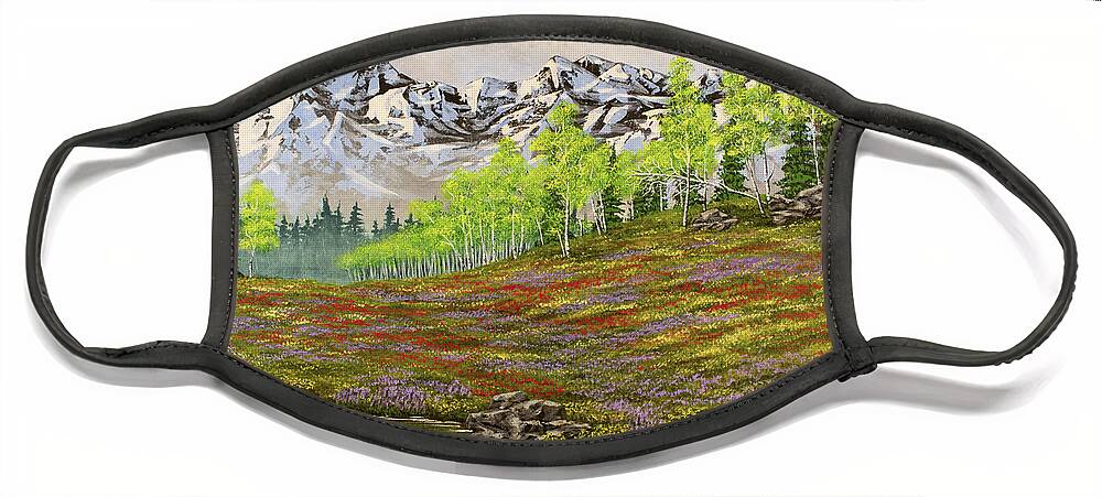 Mountain Meadow Face Mask featuring the painting Mountain Meadow by Jack Malloch